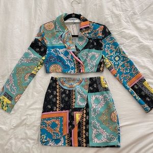 Versace inspired top and skirt Shein NEVER WORN